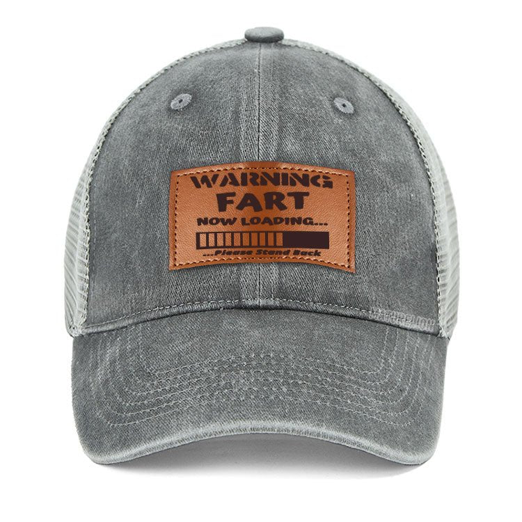 Maturelion Warning Fart Now Loading......Please Stand Back Leather Patch Cap