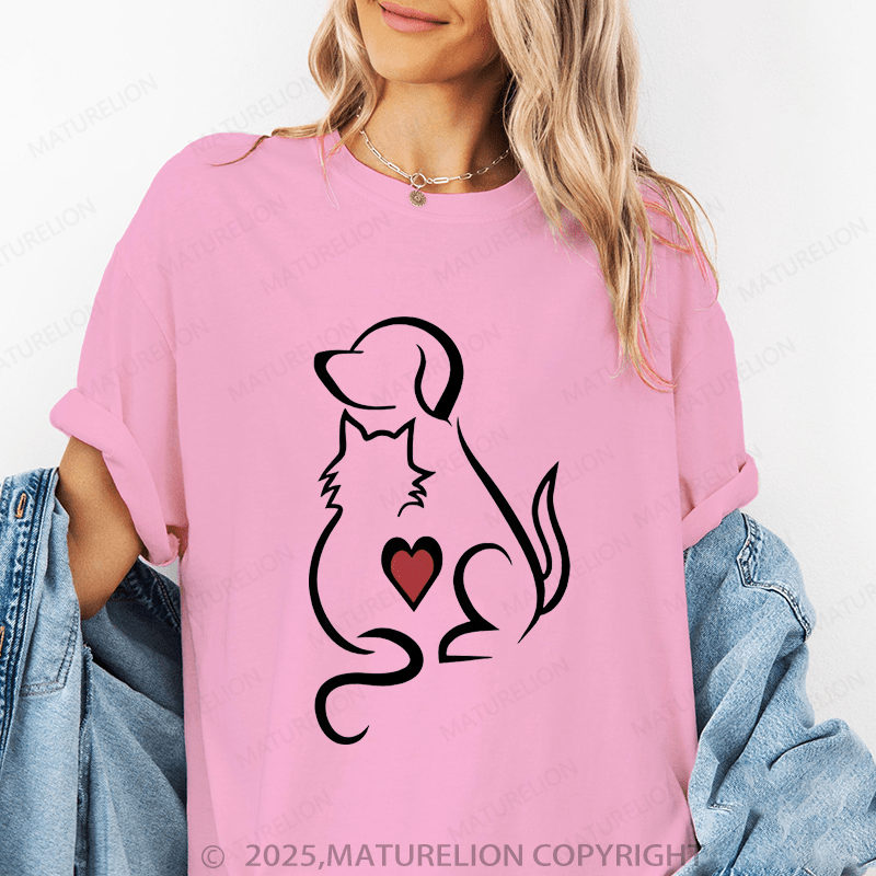 Maturelion Women T-Shirt Like Dogs And Cats T-Shirt