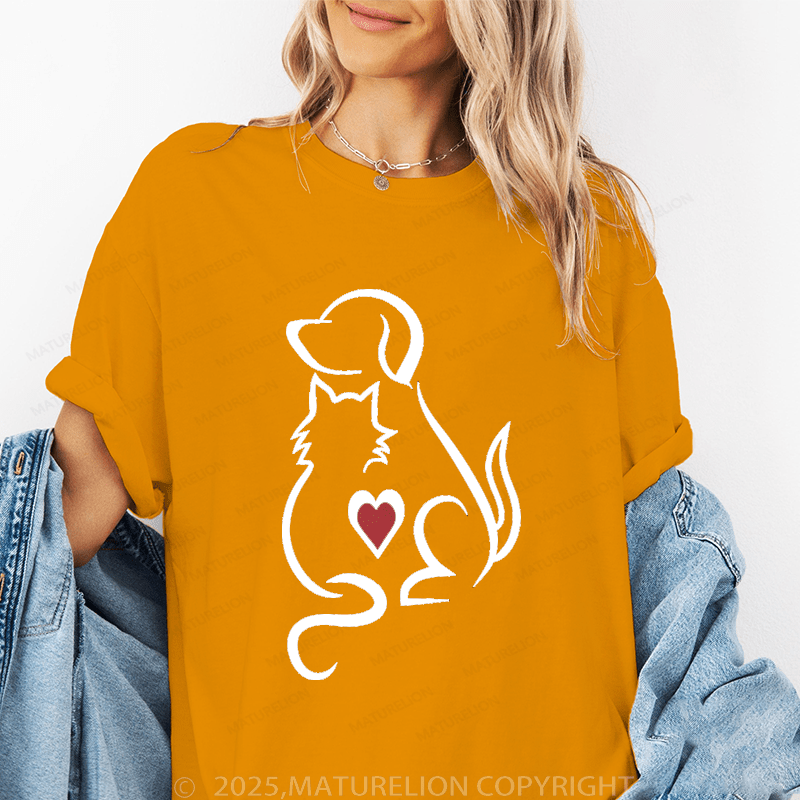 Maturelion Women T-Shirt Like Dogs And Cats T-Shirt