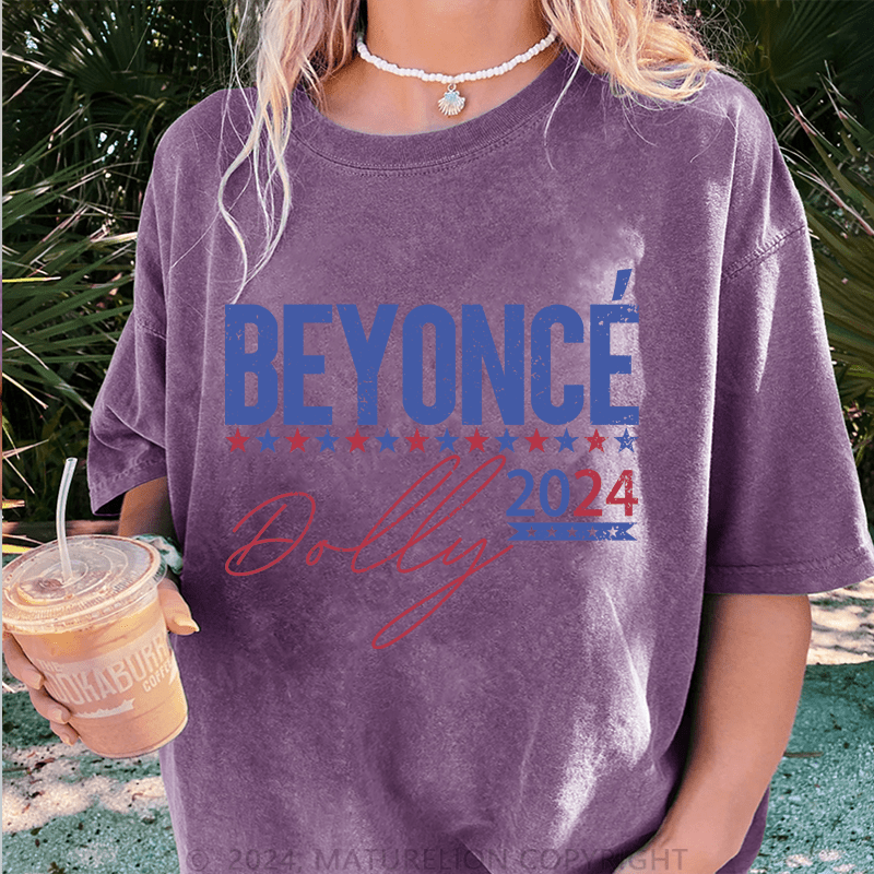 Maturelion Beyonce 2024 DTG Printing Washed Cotton T-Shirt