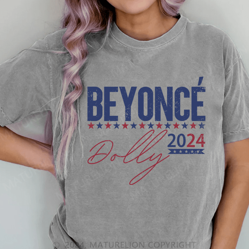 Maturelion Beyonce 2024 DTG Printing Washed Cotton T-Shirt
