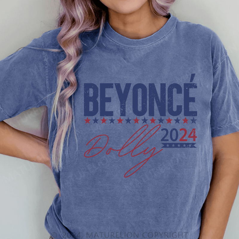 Maturelion Beyonce 2024 DTG Printing Washed Cotton T-Shirt