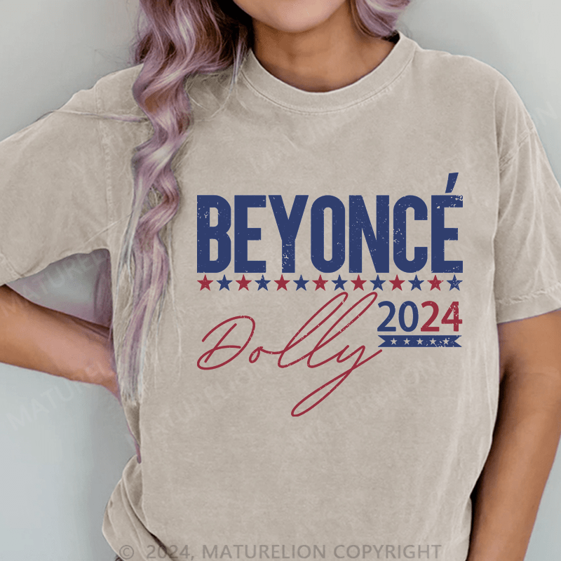 Maturelion Beyonce 2024 DTG Printing Washed Cotton T-Shirt