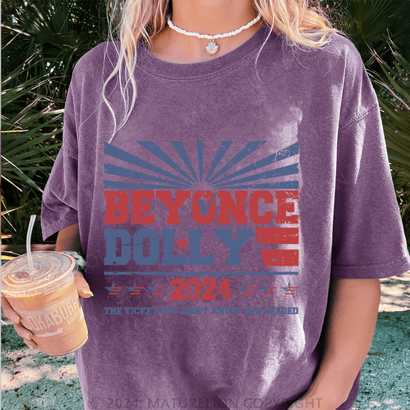 Maturelion Beyonce Dolly 2024 DTG Printing Washed Cotton T-Shirt