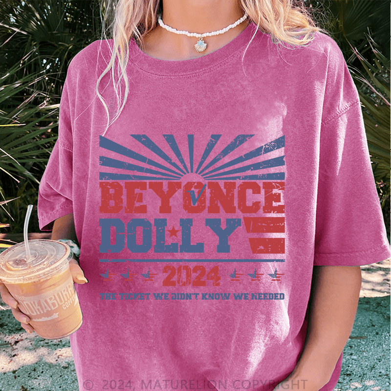 Maturelion Beyonce Dolly 2024 DTG Printing Washed Cotton T-Shirt