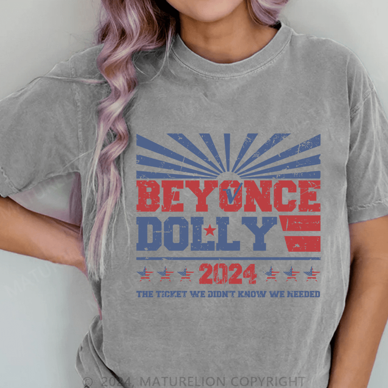 Maturelion Beyonce Dolly 2024 DTG Printing Washed Cotton T-Shirt