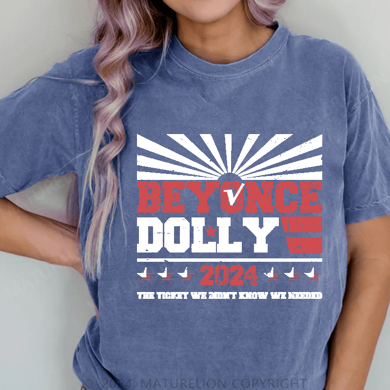 Maturelion Beyonce Dolly 2024 DTG Printing Washed Cotton T-Shirt