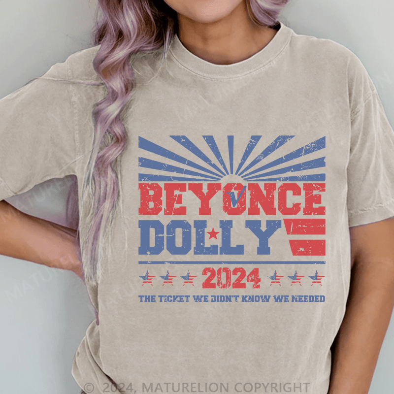 Maturelion Beyonce Dolly 2024 DTG Printing Washed Cotton T-Shirt