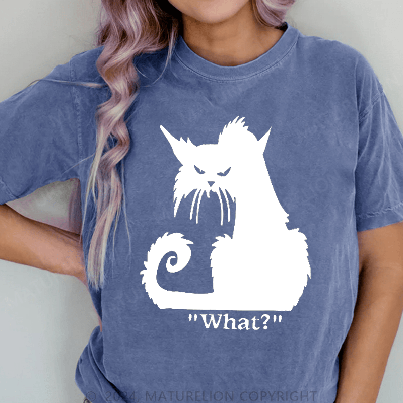 Maturelion Cat Printed DTG Printing Washed Cotton T-Shirt