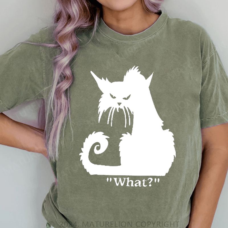 Maturelion Cat Printed DTG Printing Washed Cotton T-Shirt