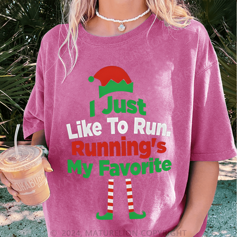 Maturelion Christmas T-Shirt I Just Like To Run My Favorite Women T-Shirt