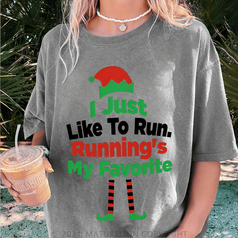 Maturelion Christmas T-Shirt I Just Like To Run My Favorite Women T-Shirt