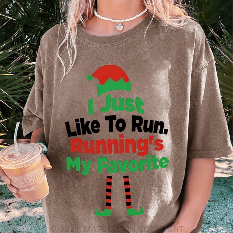 Maturelion Christmas T-Shirt I Just Like To Run My Favorite Women T-Shirt