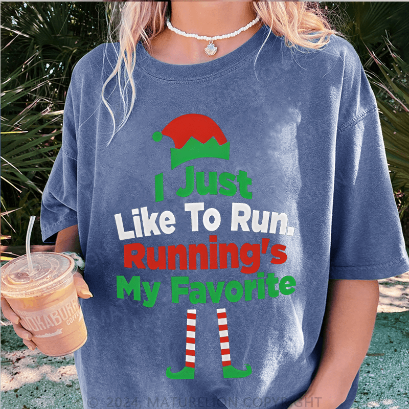 Maturelion Christmas T-Shirt I Just Like To Run My Favorite Women T-Shirt