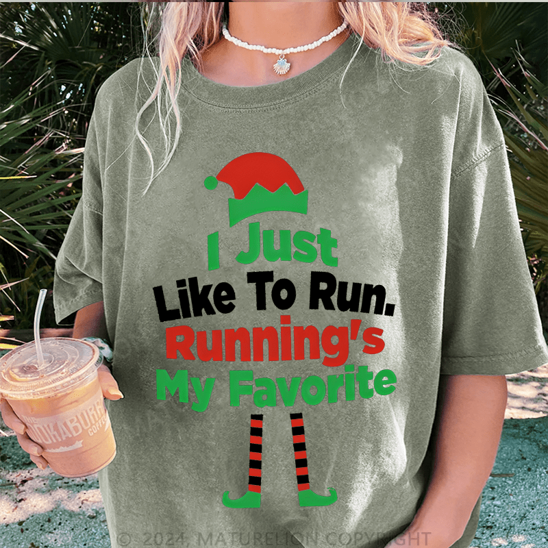 Maturelion Christmas T-Shirt I Just Like To Run My Favorite Women T-Shirt