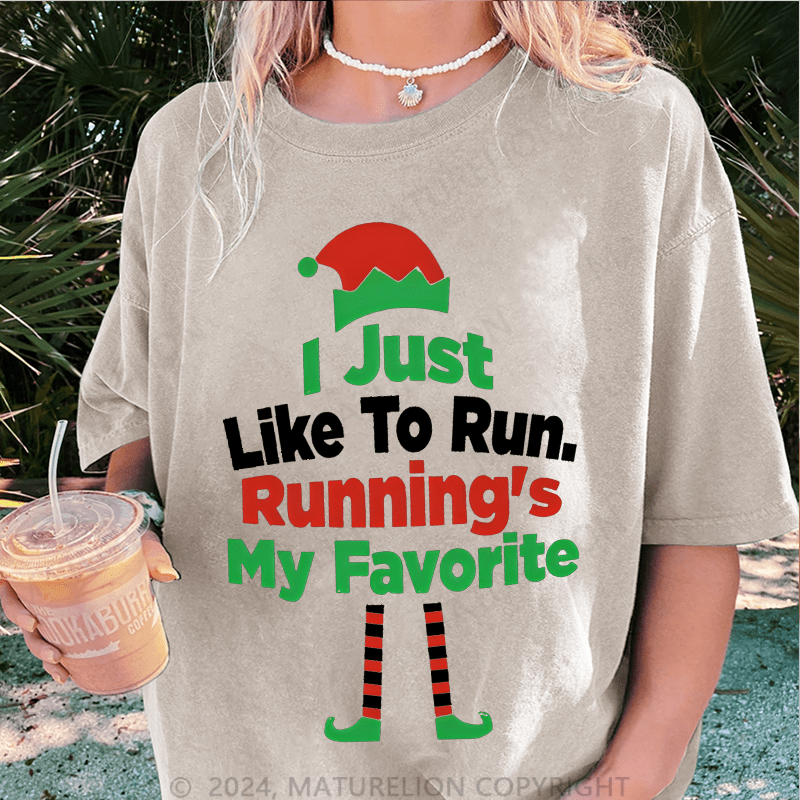 Maturelion Christmas T-Shirt I Just Like To Run My Favorite Women T-Shirt