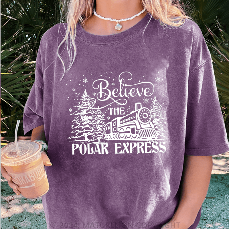 Maturelion Christmas T-Shirt Believe Polar Express Women T-Shirt