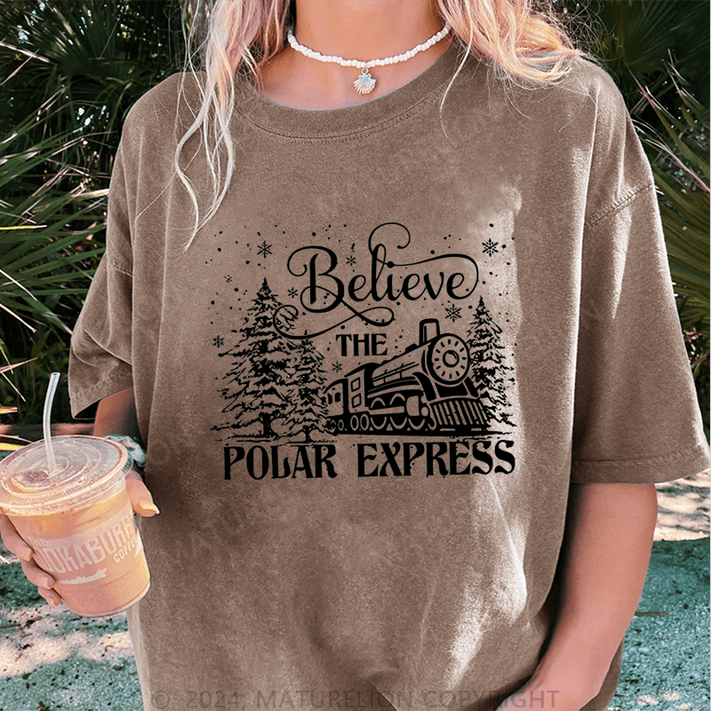 Maturelion Christmas T-Shirt Believe Polar Express Women T-Shirt