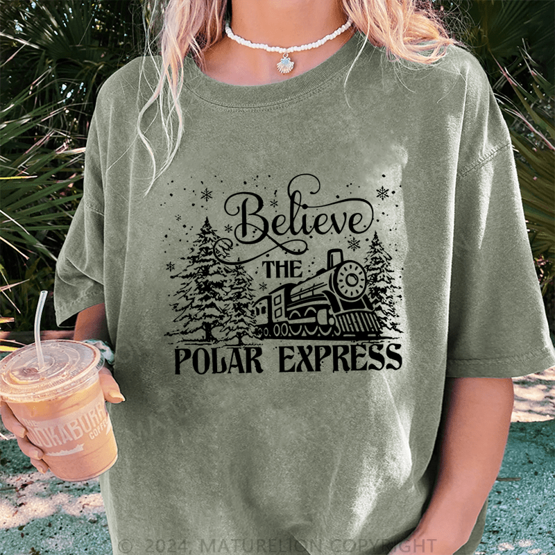 Maturelion Christmas T-Shirt Believe Polar Express Women T-Shirt