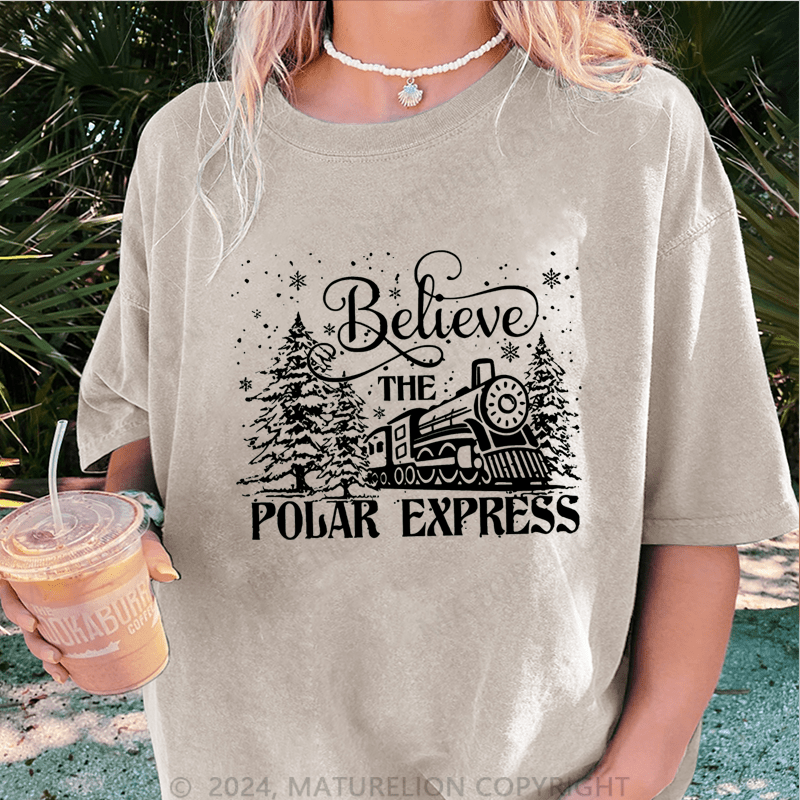 Maturelion Christmas T-Shirt Believe Polar Express Women T-Shirt