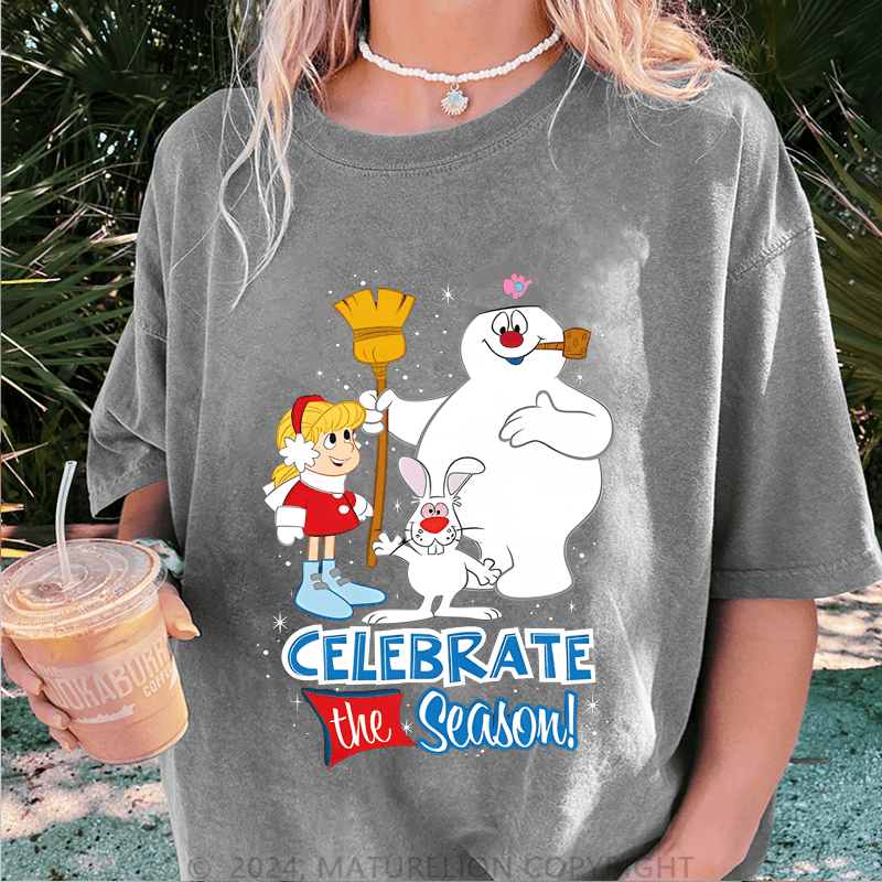 Maturelion Christmas T-Shirt Celebrate The Season Women T-Shirt