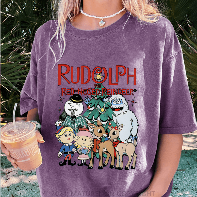 Maturelion Christmas T-Shirt Rudolph The Red Nosed Reindeer Women T-Shirt