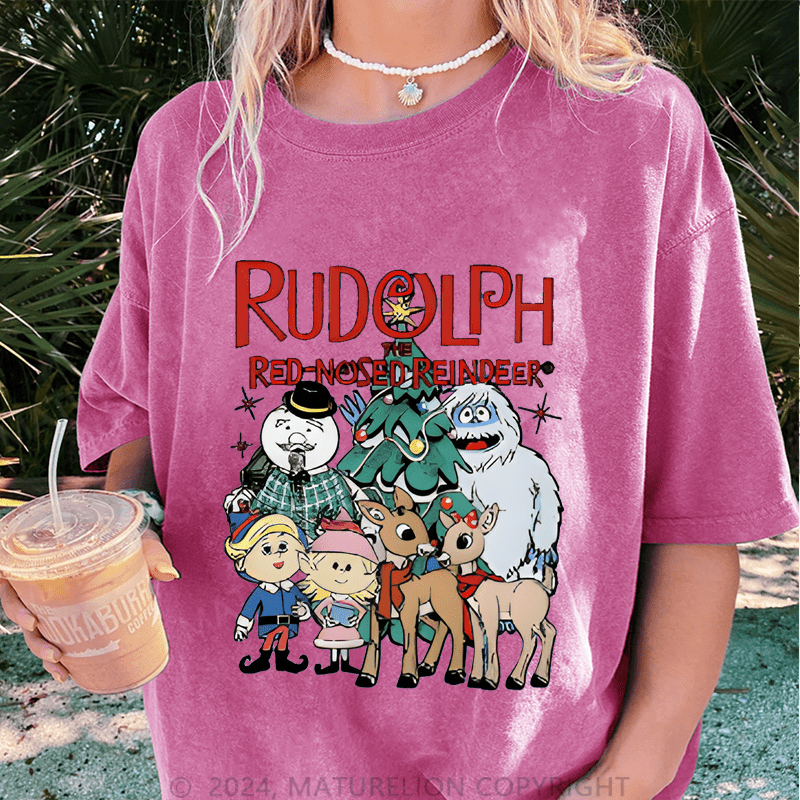Maturelion Christmas T-Shirt Rudolph The Red Nosed Reindeer Women T-Shirt