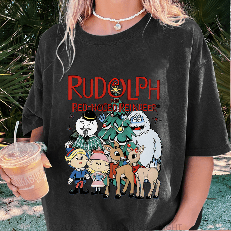 Maturelion Christmas T-Shirt Rudolph The Red Nosed Reindeer Women T-Shirt