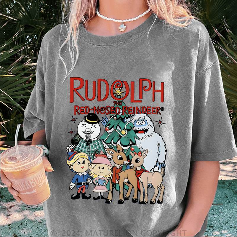 Maturelion Christmas T-Shirt Rudolph The Red Nosed Reindeer Women T-Shirt