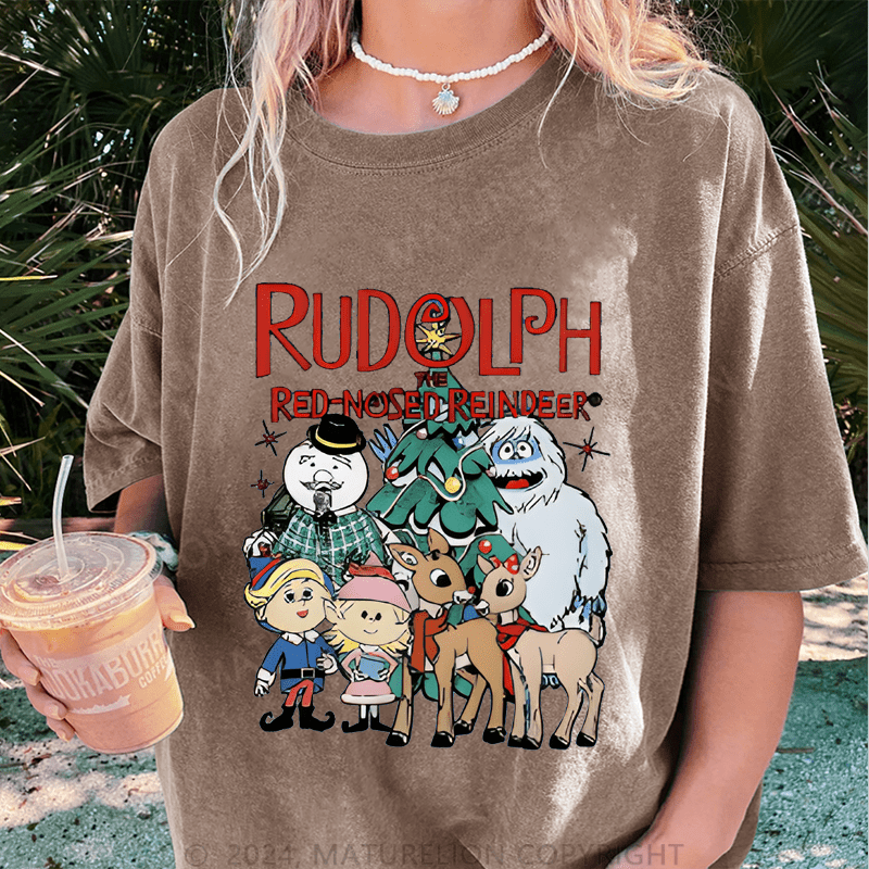 Maturelion Christmas T-Shirt Rudolph The Red Nosed Reindeer Women T-Shirt