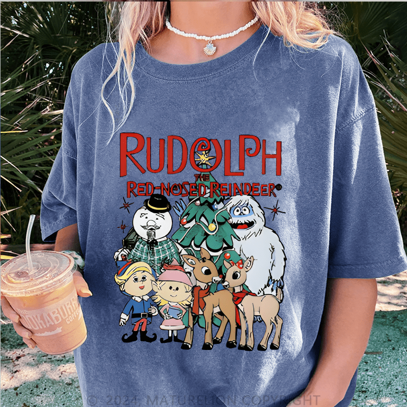 Maturelion Christmas T-Shirt Rudolph The Red Nosed Reindeer Women T-Shirt