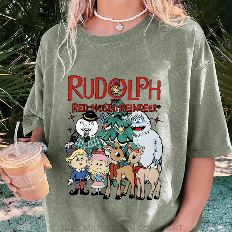 Maturelion Christmas T-Shirt Rudolph The Red Nosed Reindeer Women T-Shirt