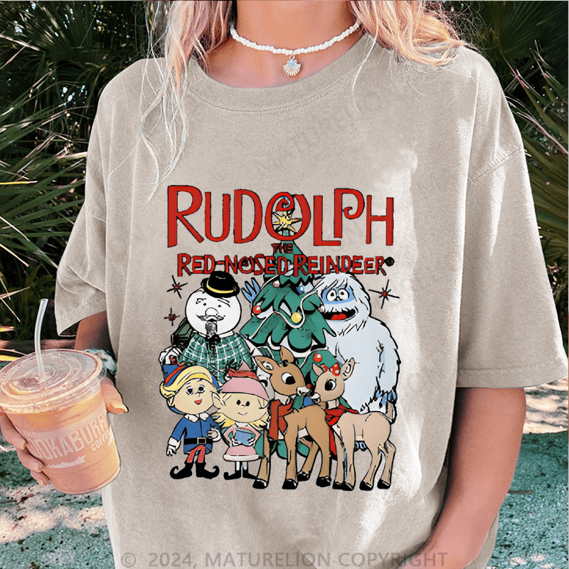 Maturelion Christmas T-Shirt Rudolph The Red Nosed Reindeer Women T-Shirt