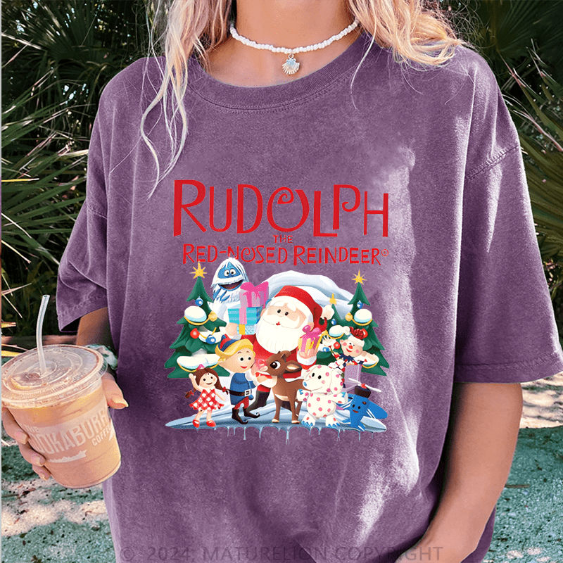 Maturelion Christmas T-Shirt Rudolph The Red Nosed Reindeer Women T-Shirt