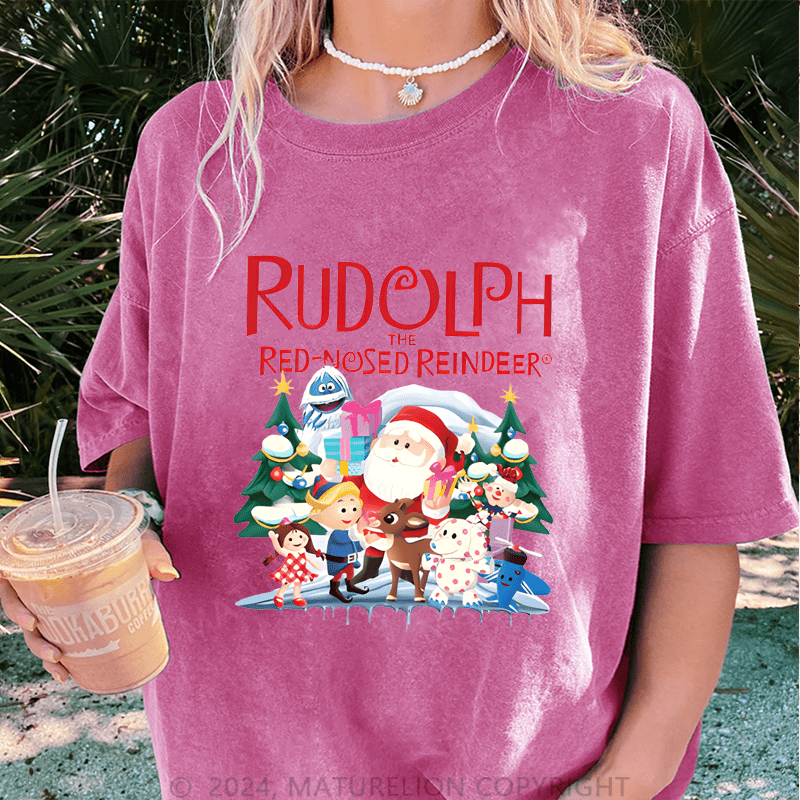 Maturelion Christmas T-Shirt Rudolph The Red Nosed Reindeer Women T-Shirt