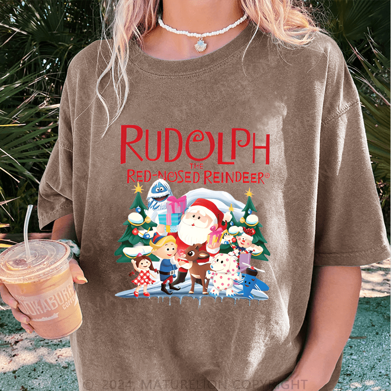 Maturelion Christmas T-Shirt Rudolph The Red Nosed Reindeer Women T-Shirt