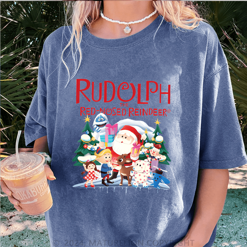 Maturelion Christmas T-Shirt Rudolph The Red Nosed Reindeer Women T-Shirt