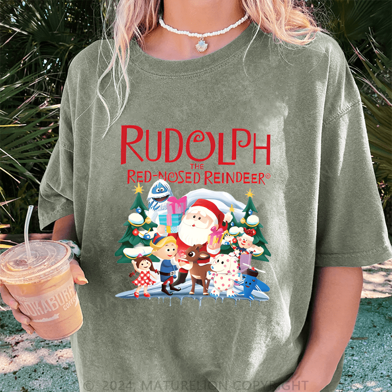 Maturelion Christmas T-Shirt Rudolph The Red Nosed Reindeer Women T-Shirt