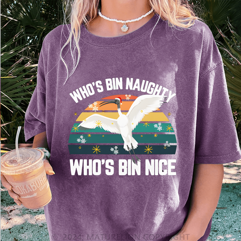 Maturelion Christmas T-Shirt Who's Bin Naughty And Who's Bin Nice Women T-Shirt