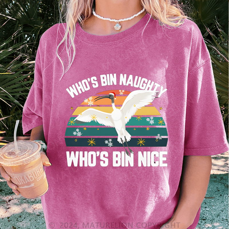 Maturelion Christmas T-Shirt Who's Bin Naughty And Who's Bin Nice Women T-Shirt