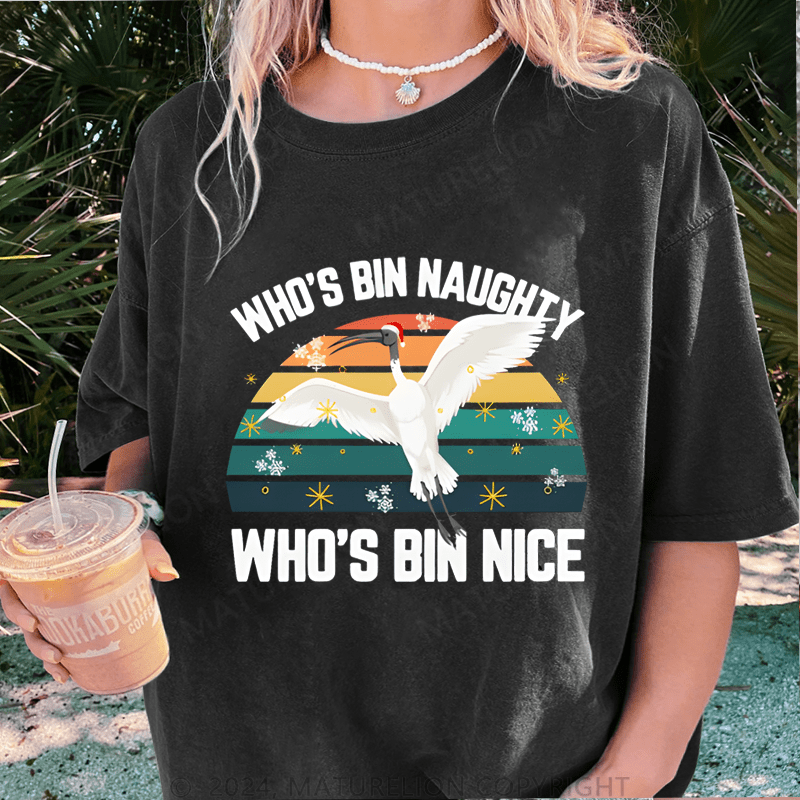 Maturelion Christmas T-Shirt Who's Bin Naughty And Who's Bin Nice Women T-Shirt