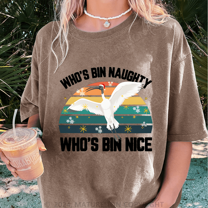 Maturelion Christmas T-Shirt Who's Bin Naughty And Who's Bin Nice Women T-Shirt