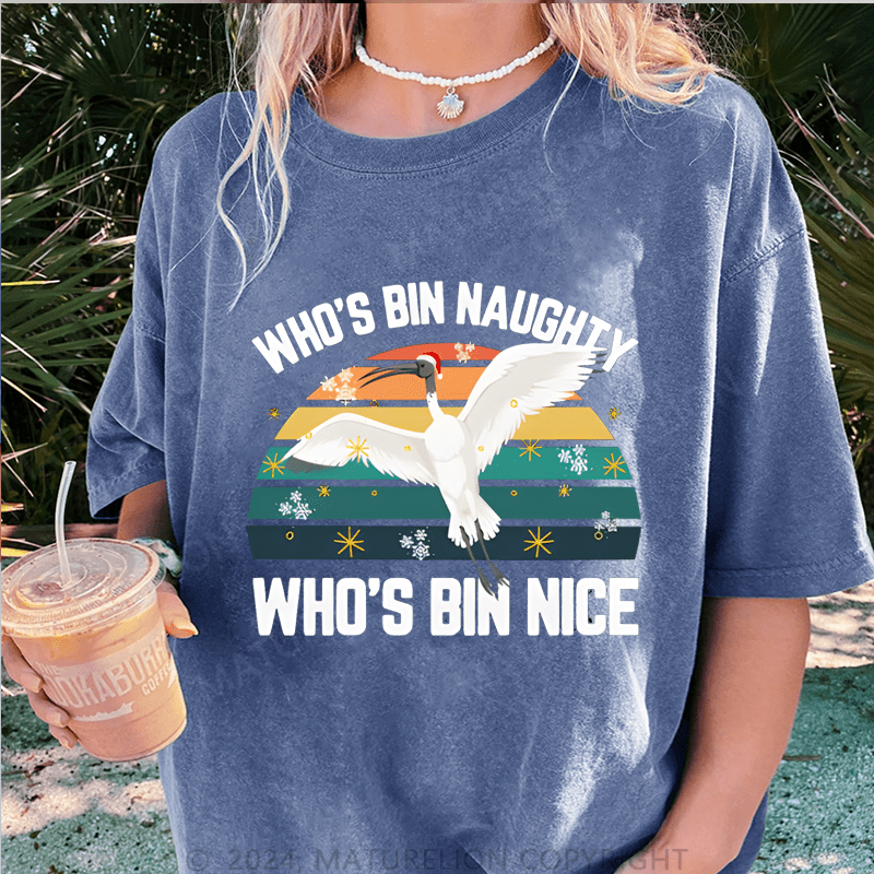 Maturelion Christmas T-Shirt Who's Bin Naughty And Who's Bin Nice Women T-Shirt