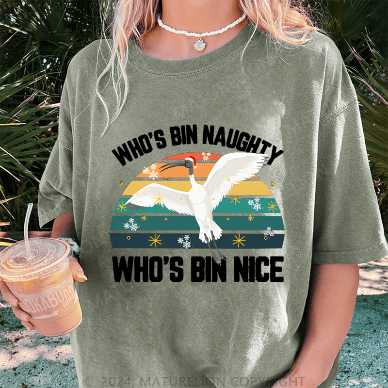 Maturelion Christmas T-Shirt Who's Bin Naughty And Who's Bin Nice Women T-Shirt