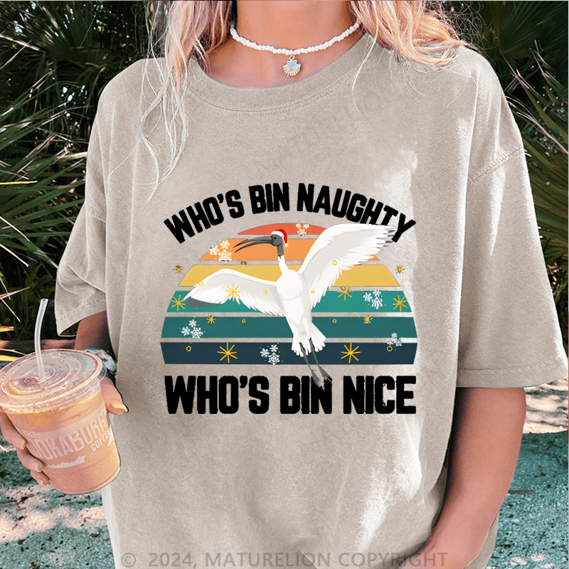 Maturelion Christmas T-Shirt Who's Bin Naughty And Who's Bin Nice Women T-Shirt