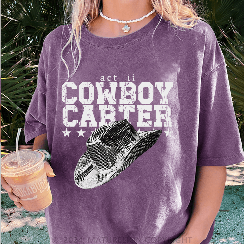 Maturelion Cowboy Carter DTG Printing Washed Cotton T-Shirt