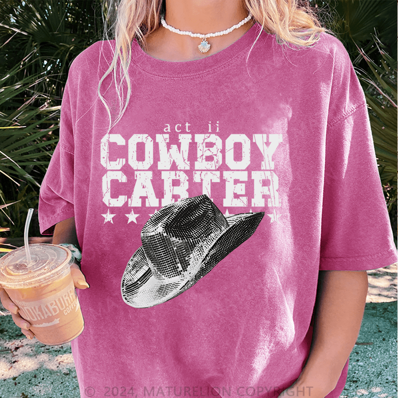 Maturelion Cowboy Carter DTG Printing Washed Cotton T-Shirt