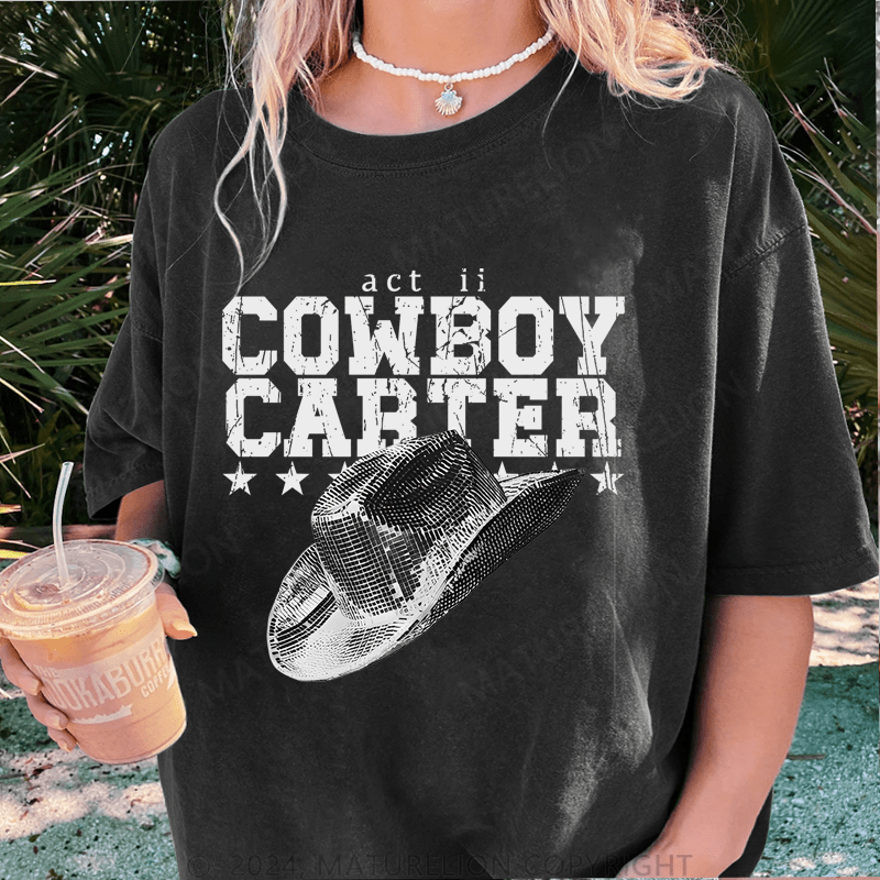 Maturelion Cowboy Carter DTG Printing Washed Cotton T-Shirt