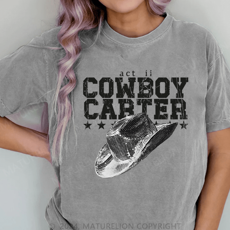Maturelion Cowboy Carter DTG Printing Washed Cotton T-Shirt