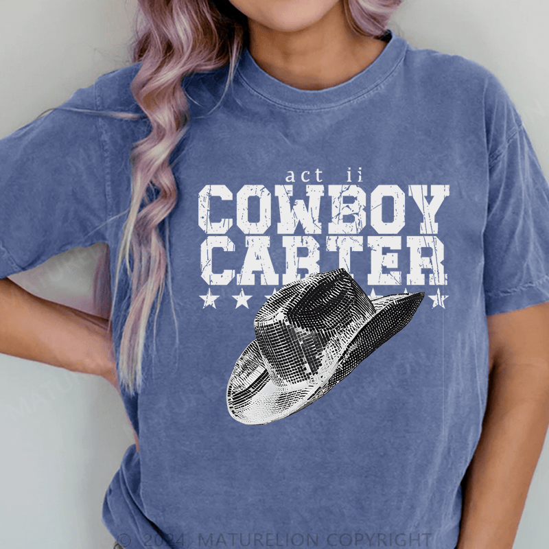 Maturelion Cowboy Carter DTG Printing Washed Cotton T-Shirt